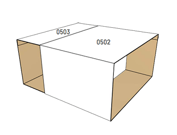 Exemple du code fefco 05 pour boîtes coulissantes