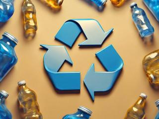 Logo de recyclage avec emballages plastiques